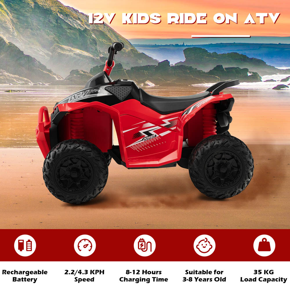 Costway Kids 2 Speed Red Ride On ATV with LED Lights 12V Image 5