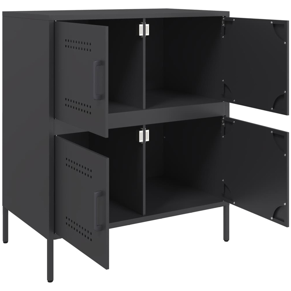 vidaXL 4 Door Black Wooden Sideboard Image 6
