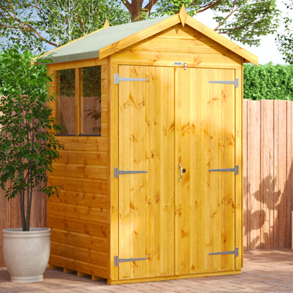 Power Sheds 4 x 4ft Double Door Apex Shed Image 2