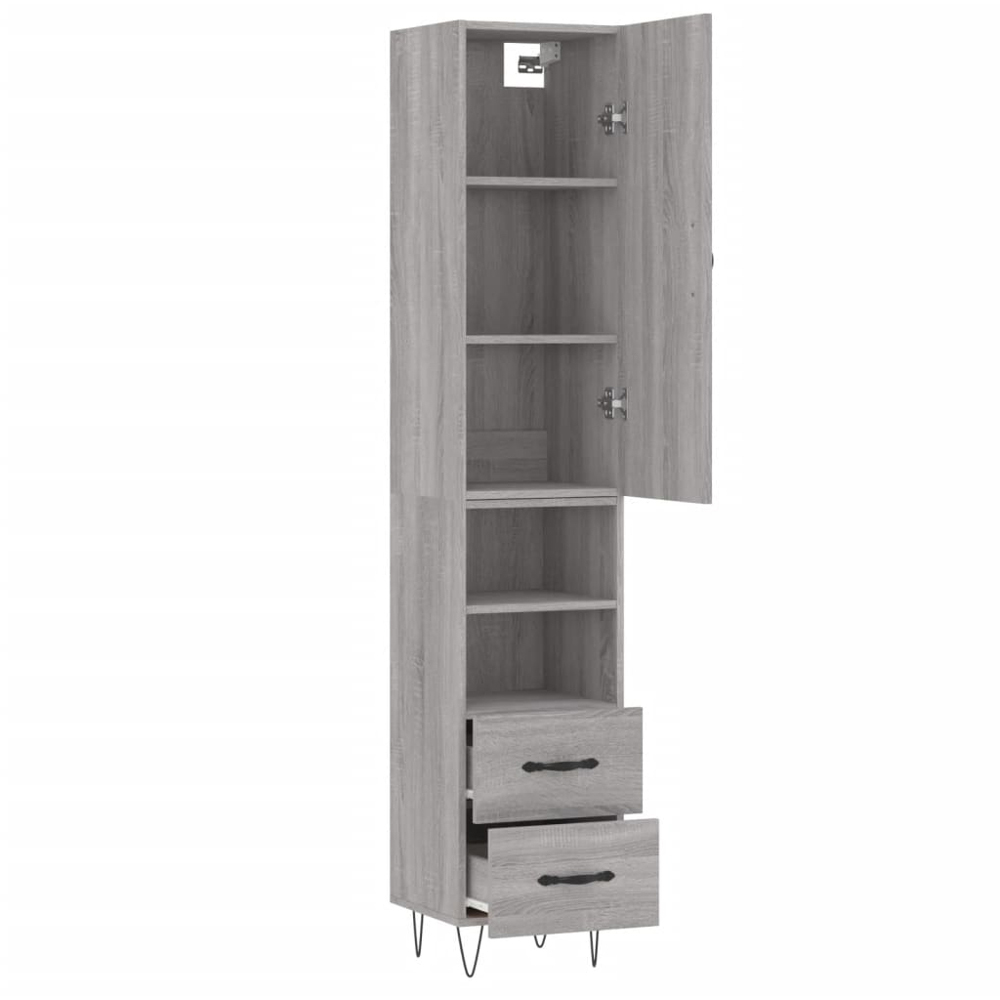 vidaXL Single Door 2 Drawer 2 Shelf Grey Sonoma Highboard Image 4