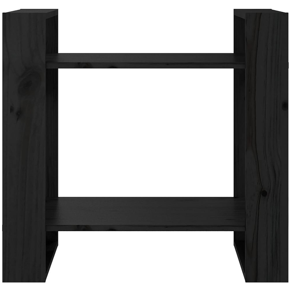 vidaXL 2 Shelf Black Solid Pine Wood Bookcase Image 3