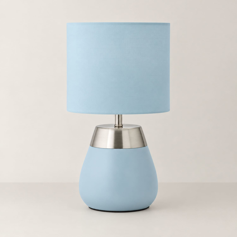 ValueLights Hurst Duck Egg Large Touch Table Lamp with Bulb Image 3