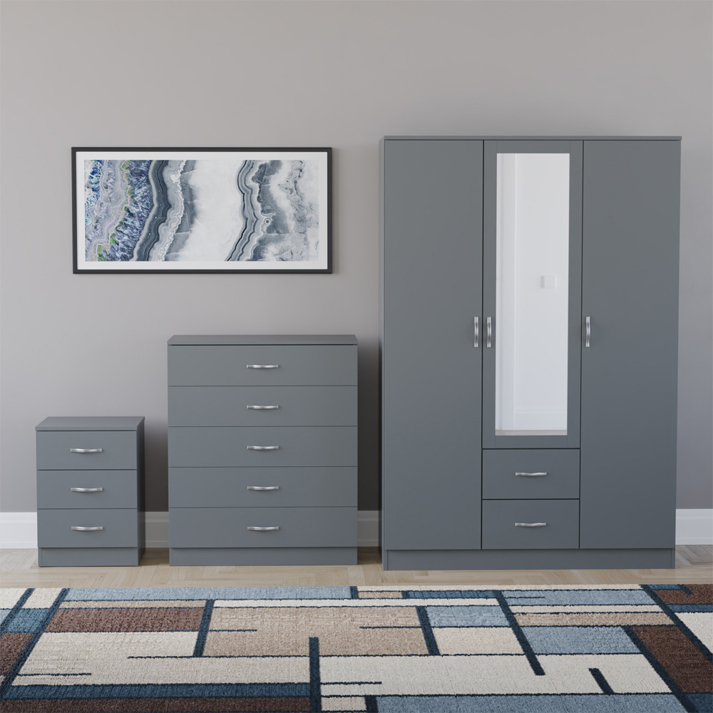 VIDA DESIGNS Riano Grey 3 Piece Bedroom Furniture Set Image 2