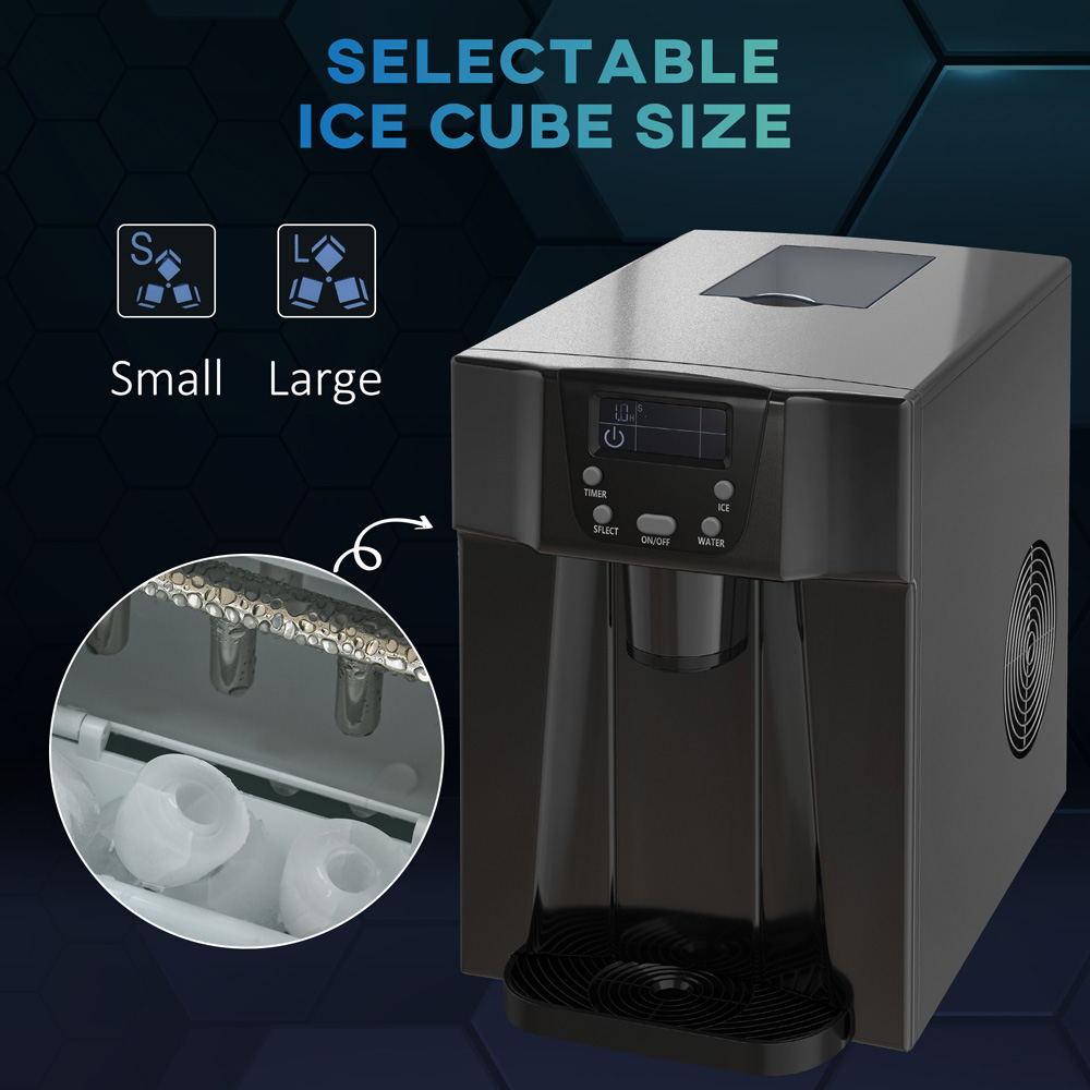 HOMCOM 800-141V70BK Black Ice Maker Machine and Water Dispenser 3L Image 5