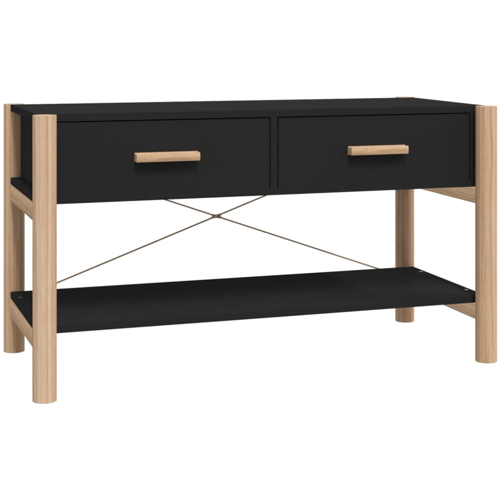 vidaXL 2 Drawer Black TV Cabinet Image 2