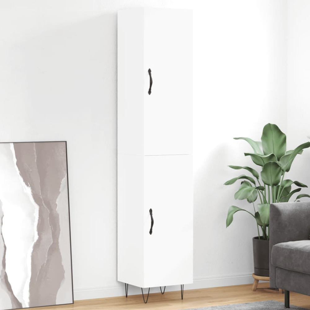 vidaXL 2 Door 6 Shelf White Highboard with Metal Legs Image 1