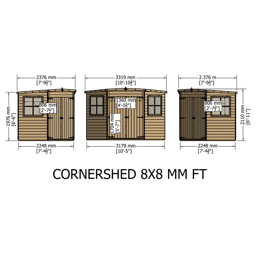 Shire 8 x 8ft Double Door Shiplap Corner Shed Image 5