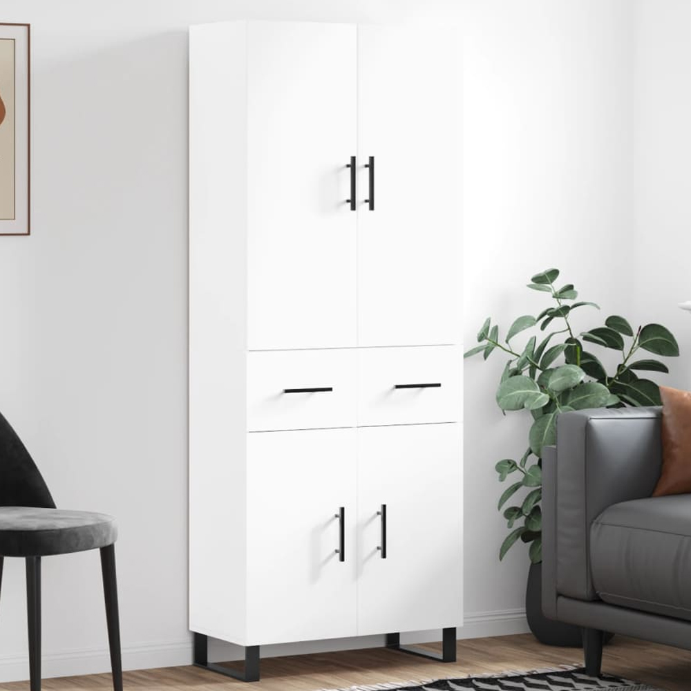vidaXL 4 Door 2 Drawer White Tall Highboard Image 1
