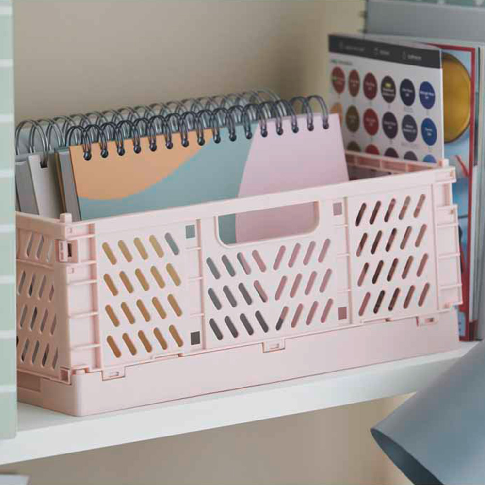 Wilko Medium Pink Folding Crate Wilko