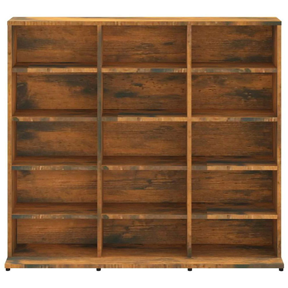 vidaXL 15 Open Shelf Smoked Oak CD Cabinet Image 4