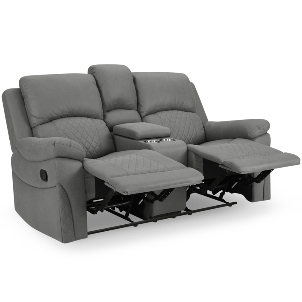 Home Detail Darius 2 Seater Grey Air Leather Manual Recliner Sofa Image 5