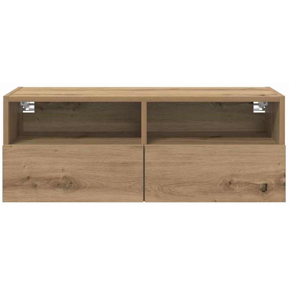 vidaXL 2 Door 2 Shelf Artisan Oak Wide Wall Mounted TV Unit Set of 2 Image 7
