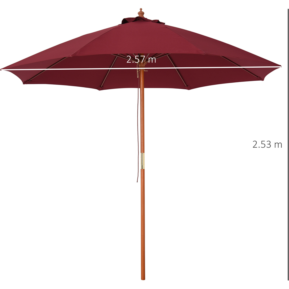 Outsunny Wine Red Wooden Garden Parasol with Top Vent 2.5m Image 6