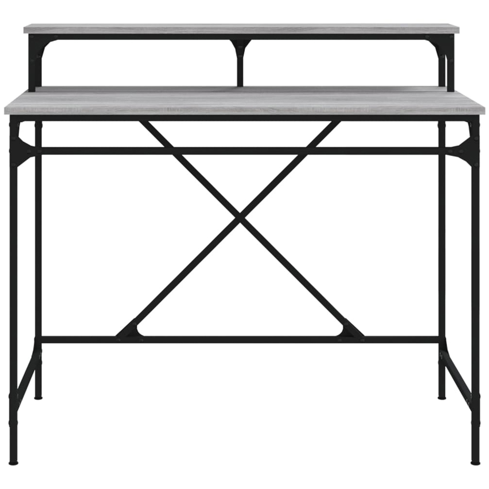 vidaXL Single Shelf Industrial Style Computer Desk Grey Sonoma Image 4