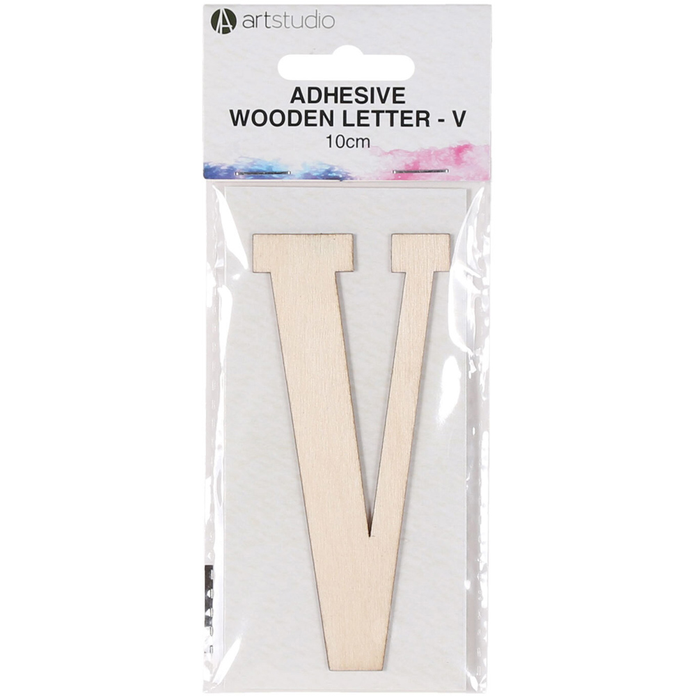 Art Studio Adhesive Wooden Letter - V Image