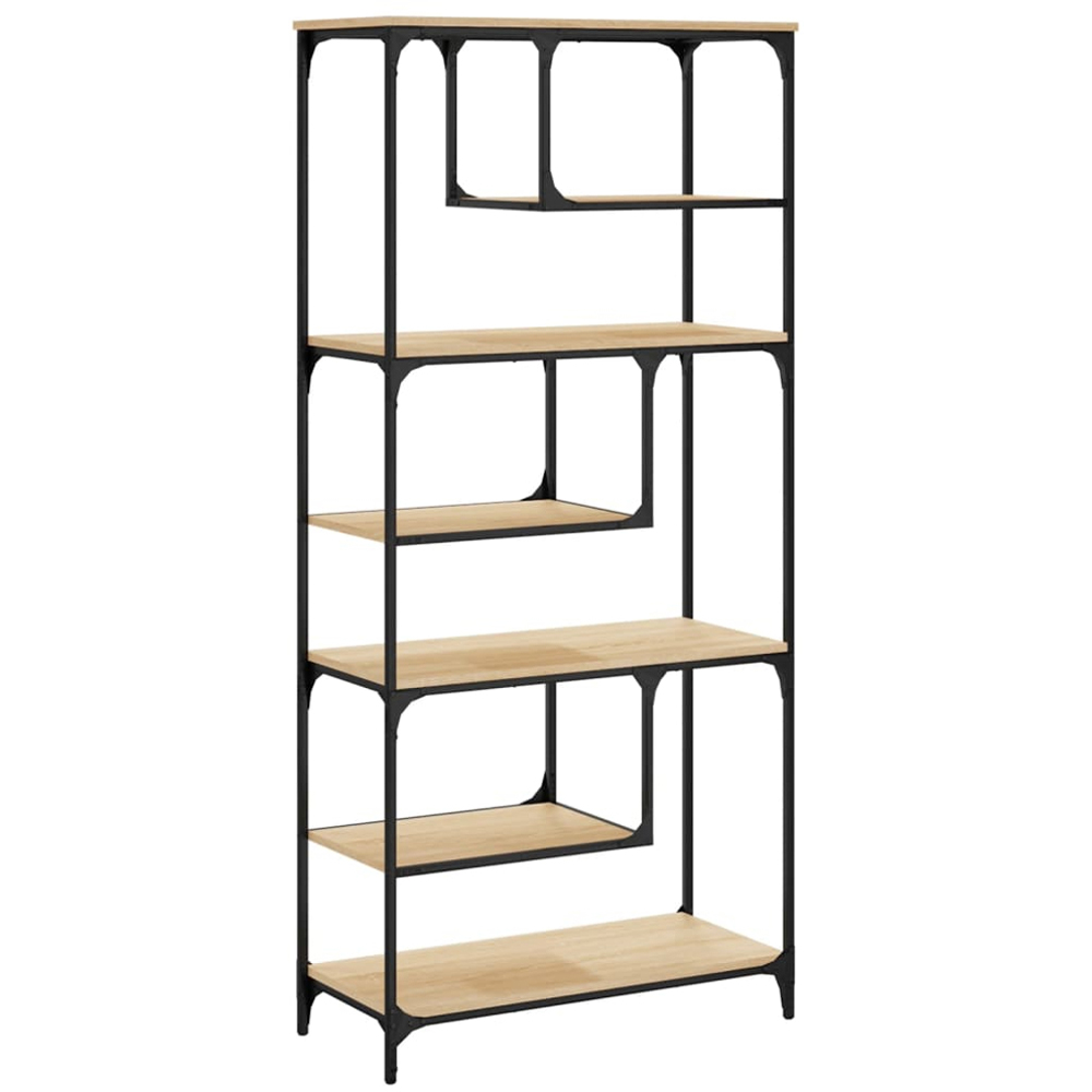 vidaXL 6 Shelf Sonoma Oak Industrial Style Bookcase Image 6