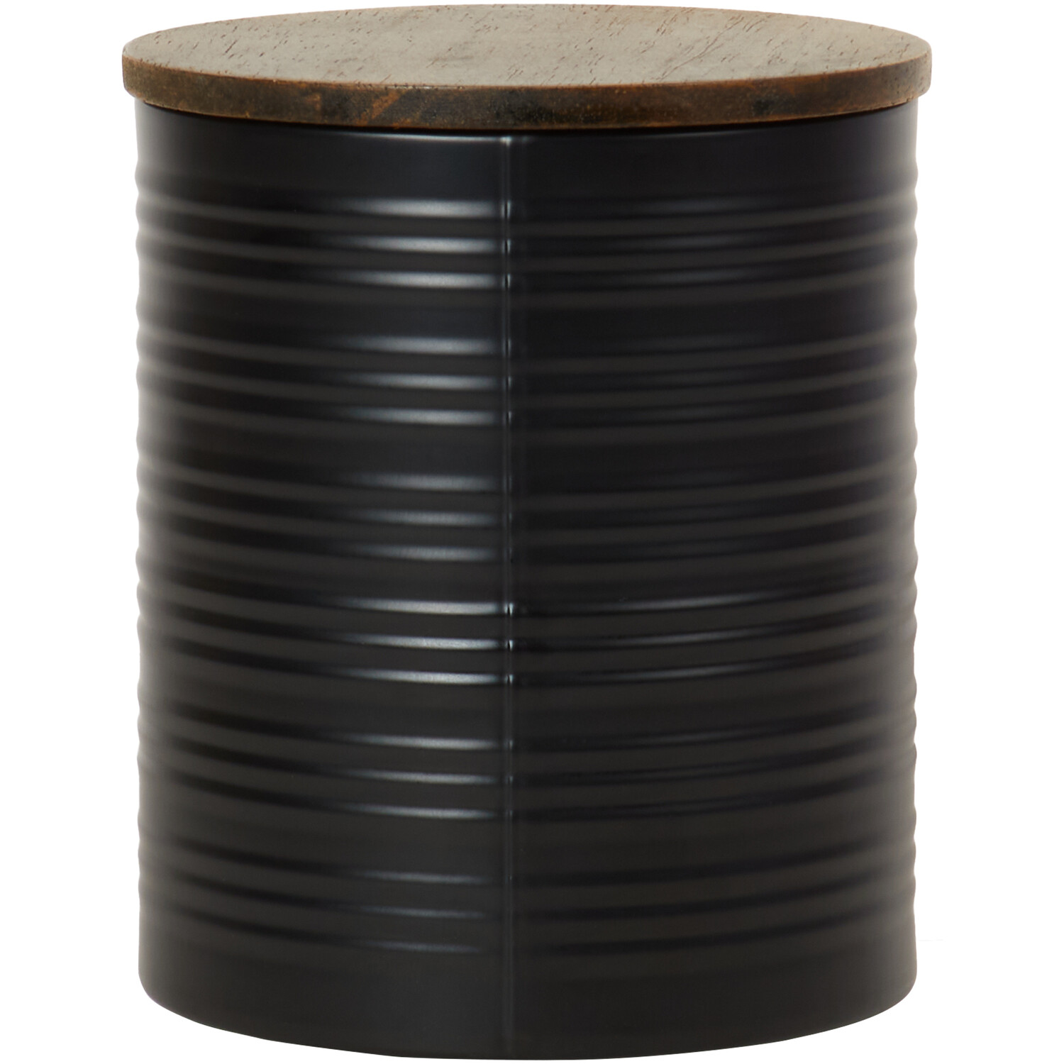 Malmo Embossed Canister with Acacia Lid - Black Image 2