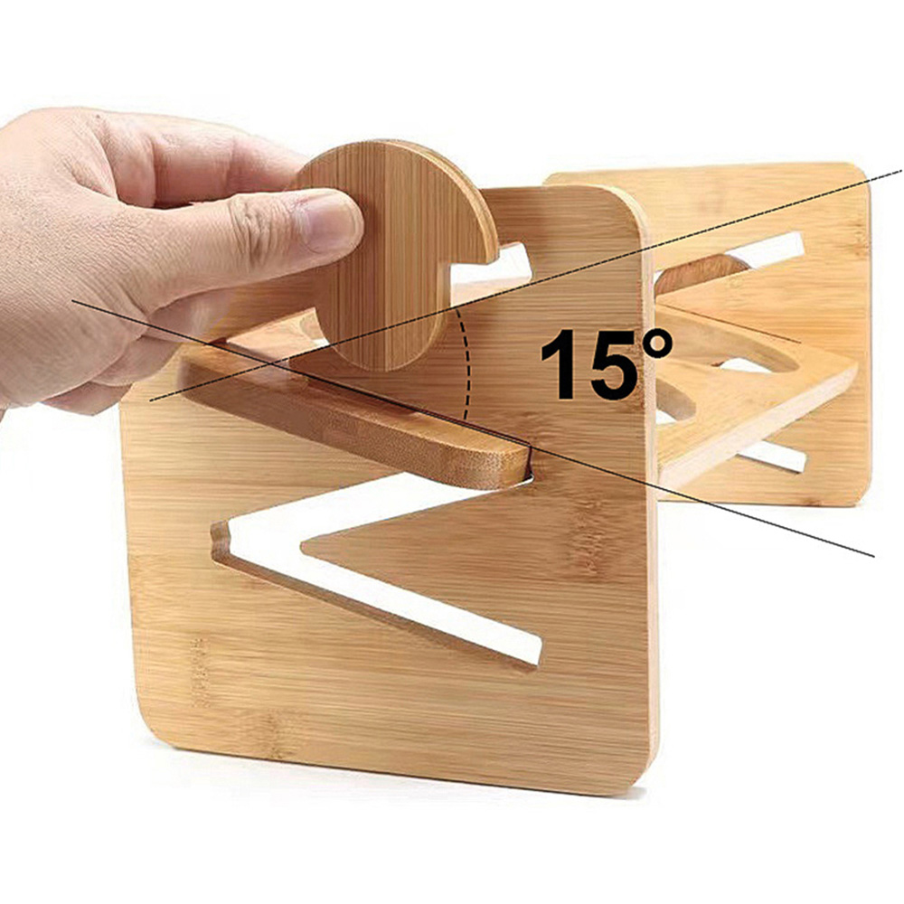 H&O Direct Single Bowl Height Adjustable Bamboo Pet Feeder Image 5