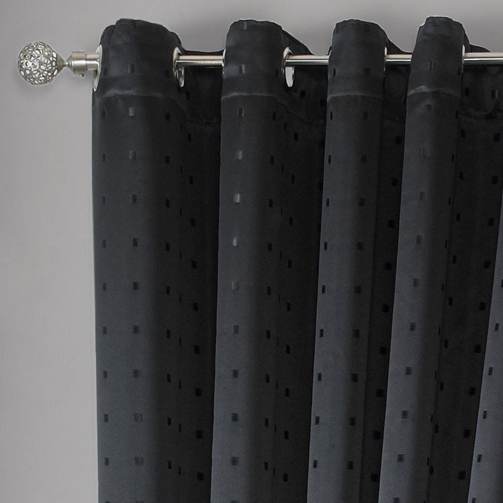 wilko Madison Black Ring Top Curtains 229 x 274cm Image 2