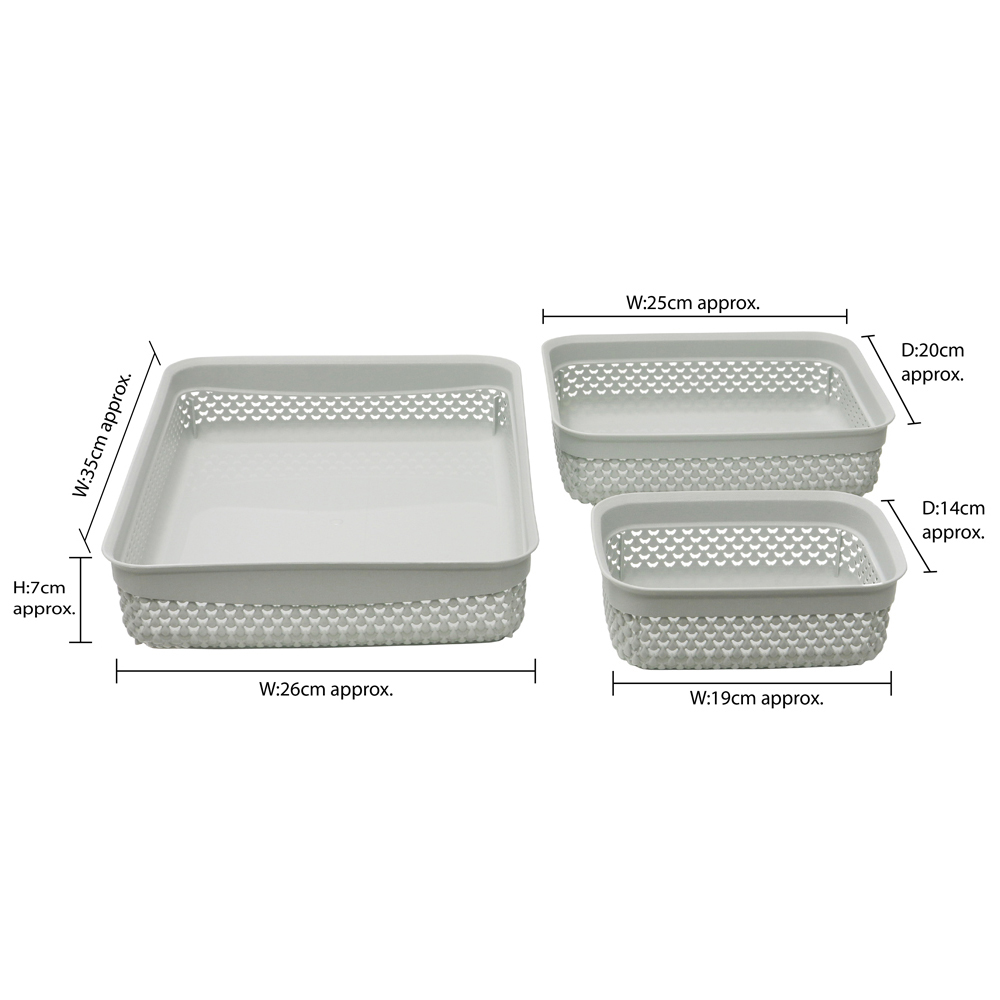JVL Droplette Set of 3 Ice Grey Storage Baskets Image 8