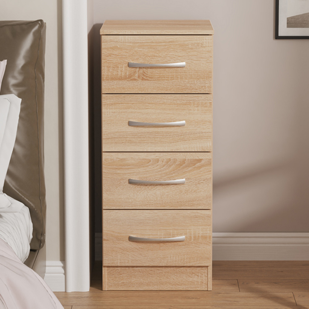 Crowndale Avin 4 Drawer Bardolino Oak Bedside Cabinet Image 1