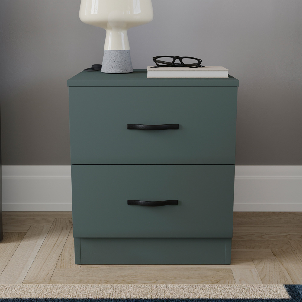 Vida Designs Riano 2 Drawer Jasper Green Bedside Table Image 5