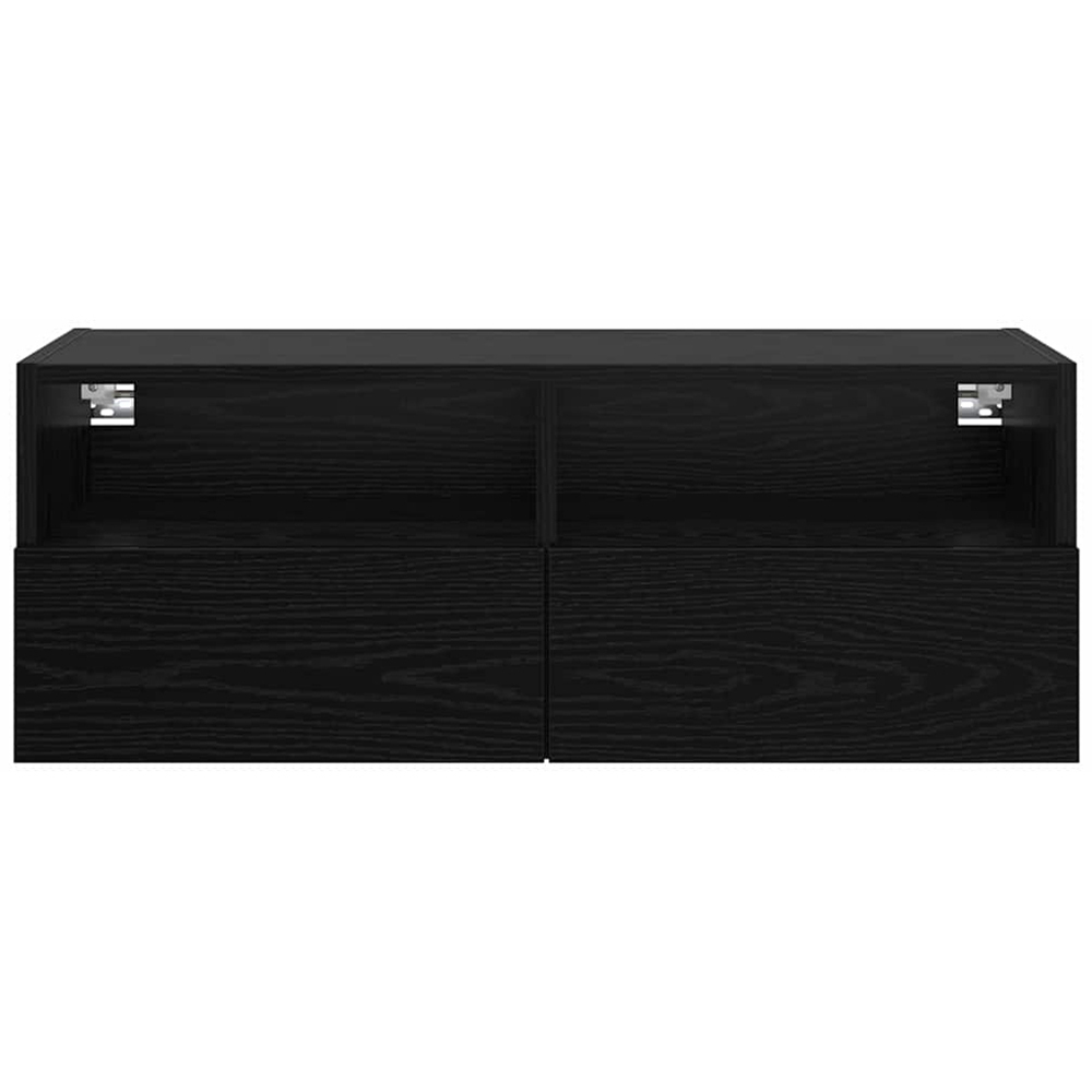 vidaXL 2 Door 2 Shelf Black Oak Wide Wall Mounted TV Unit Image 5