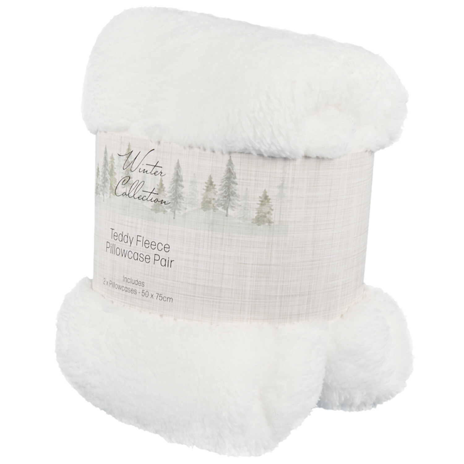 Teddy Fleece Pillowcase Pair Charcoal - White Image 2