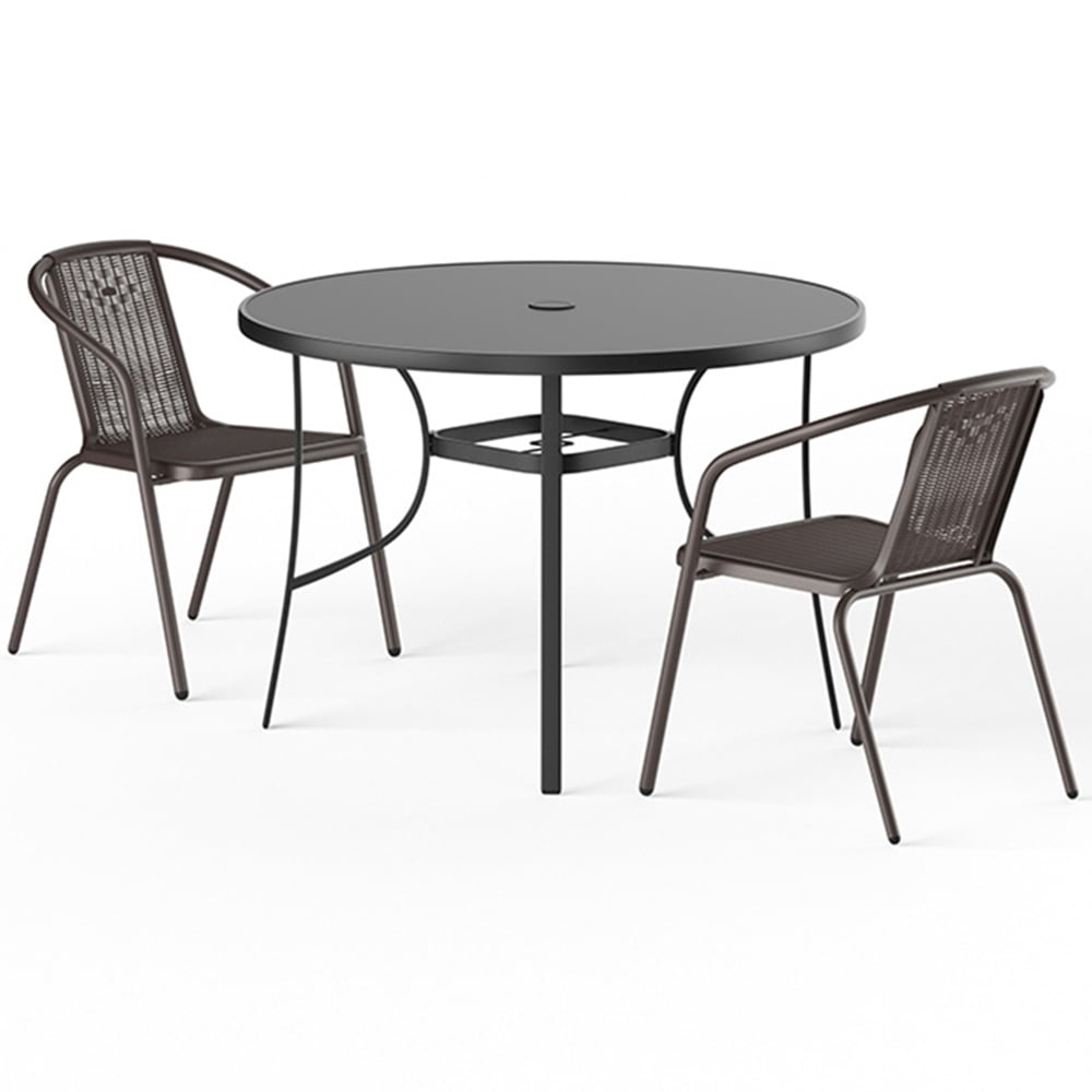 Living and Home Wicker 2 Seater Black Round Patio Set Image 2