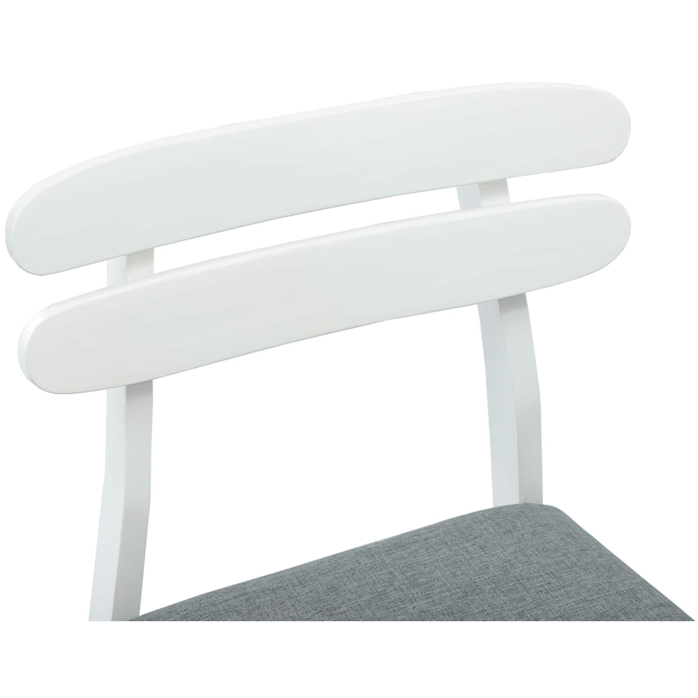 vidaXL Set of 2 White and Grey Rubberwood Rectilinear Vintage Dining Chairs Image 5