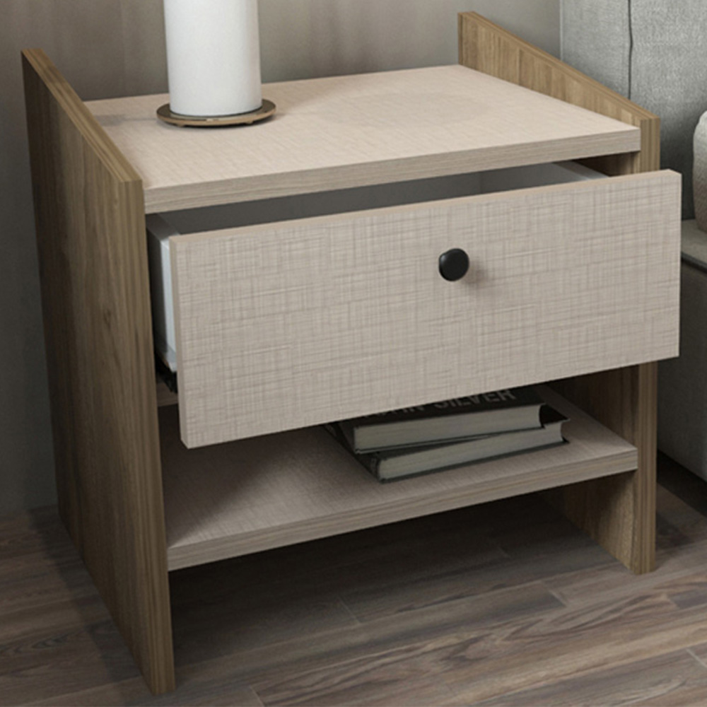 Decorotika Berlin Single Drawer Single Shelf Cottonbeige Bedside Table Image 1