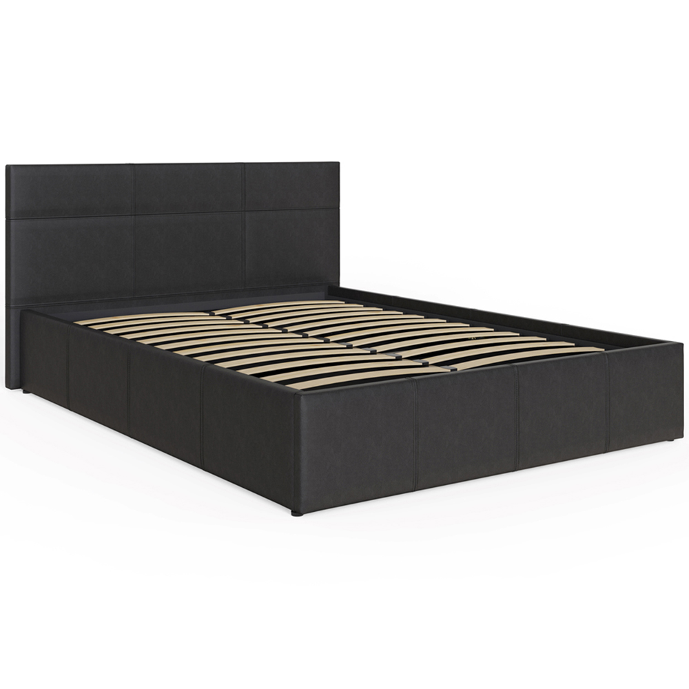 GFW Small Double Black Faux Leather End Lift Ottoman Bed with Bonnell Mattress Image 4