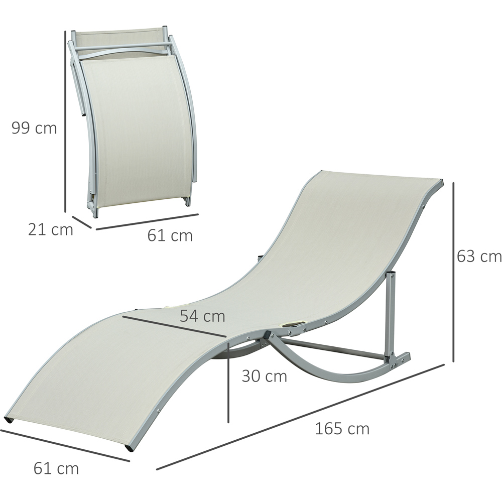 Outsunny Set of 2 Beige S-shaped Foldable Sun Lounger Image 7