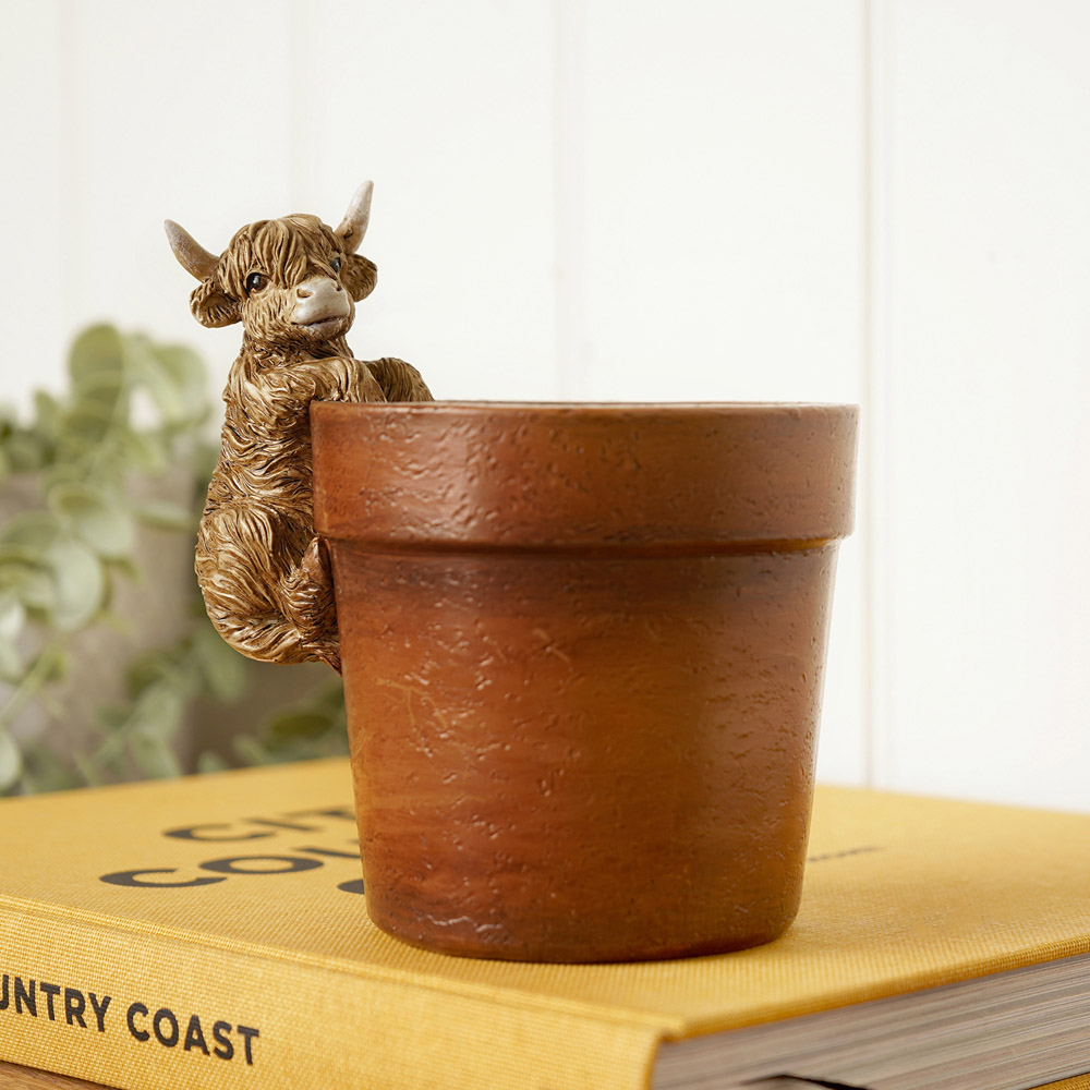Country Living Highland Cow Plant Pot Image 5