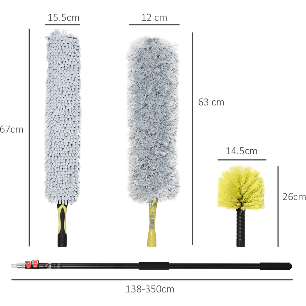 HOMCOM Extendable Microfibre Duster Cleaning Kit 3.5m Image 8