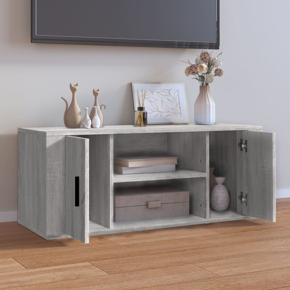 vidaXL 2 Door 2 Shelf Grey Sonoma TV Cabinet Image 3