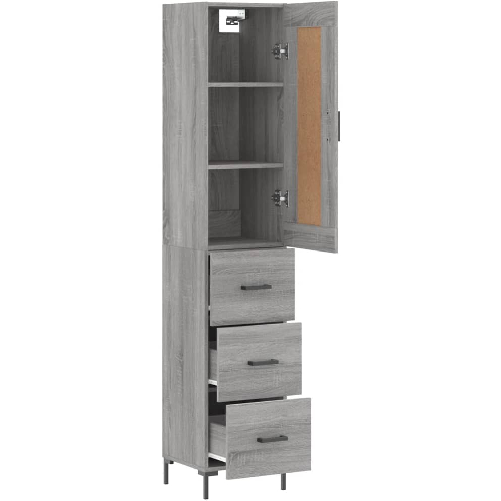 vidaXL Single Door 3 Drawer Grey Sonoma Highboard Image 3