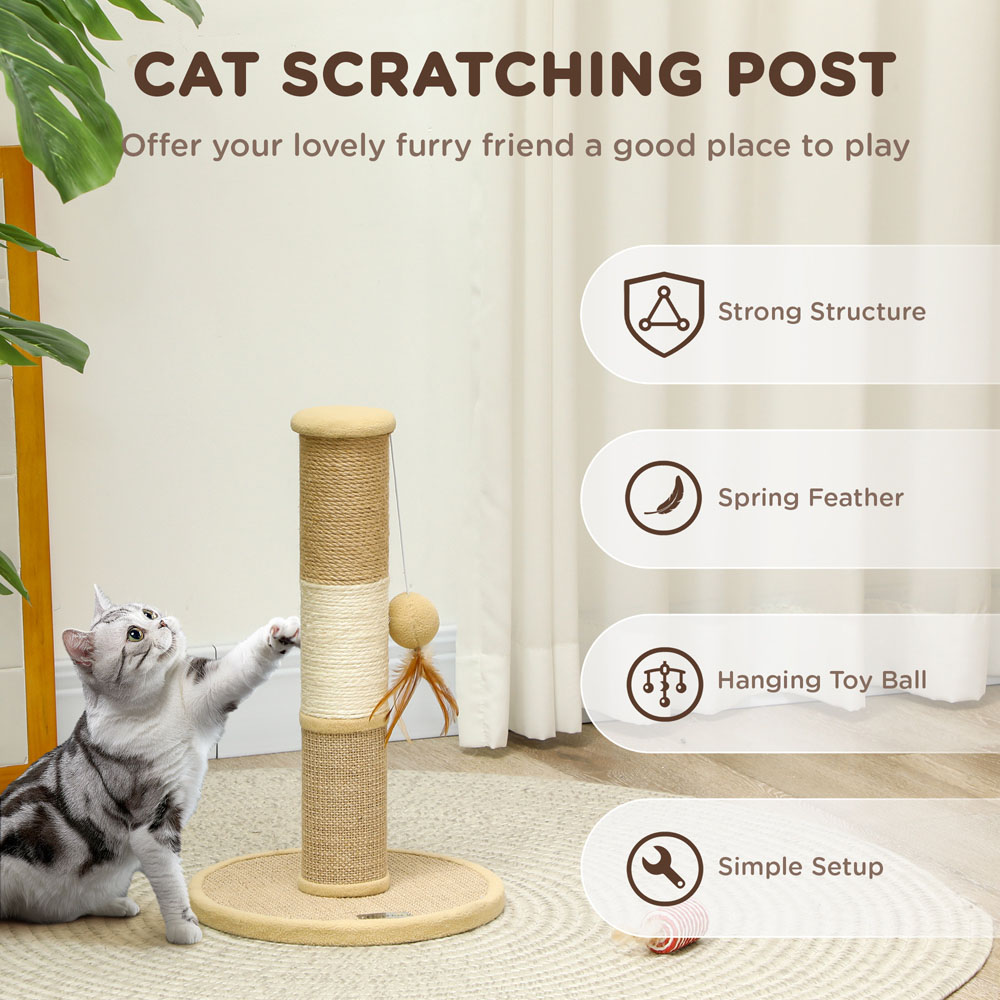 PawHut Brown Tall Cat Scratching Post 47cm Image 5