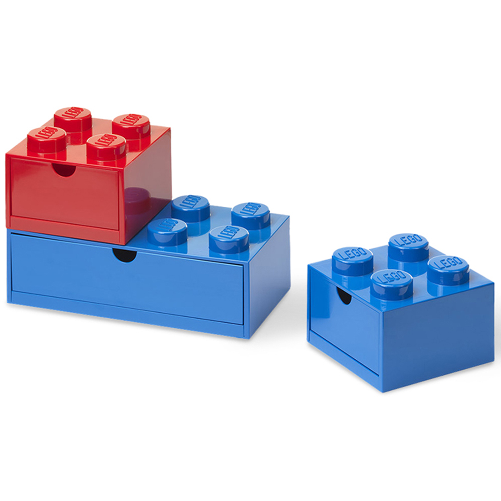 LEGO 3 Piece Blue and Red Desk Drawer Set Image 2
