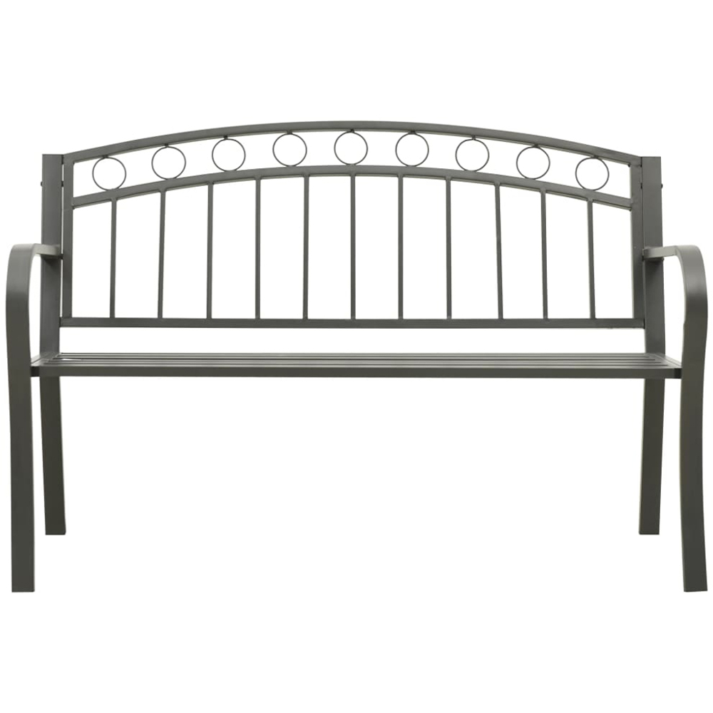 vidaXL 2 Seater Grey Powder Coated Steel Garden Bench Image 2