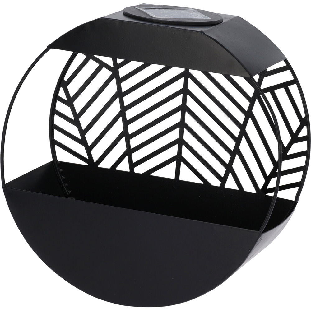 Jack Stonehouse Black Iron Round Solar LED Garden Wall Planter 24cm Image 1