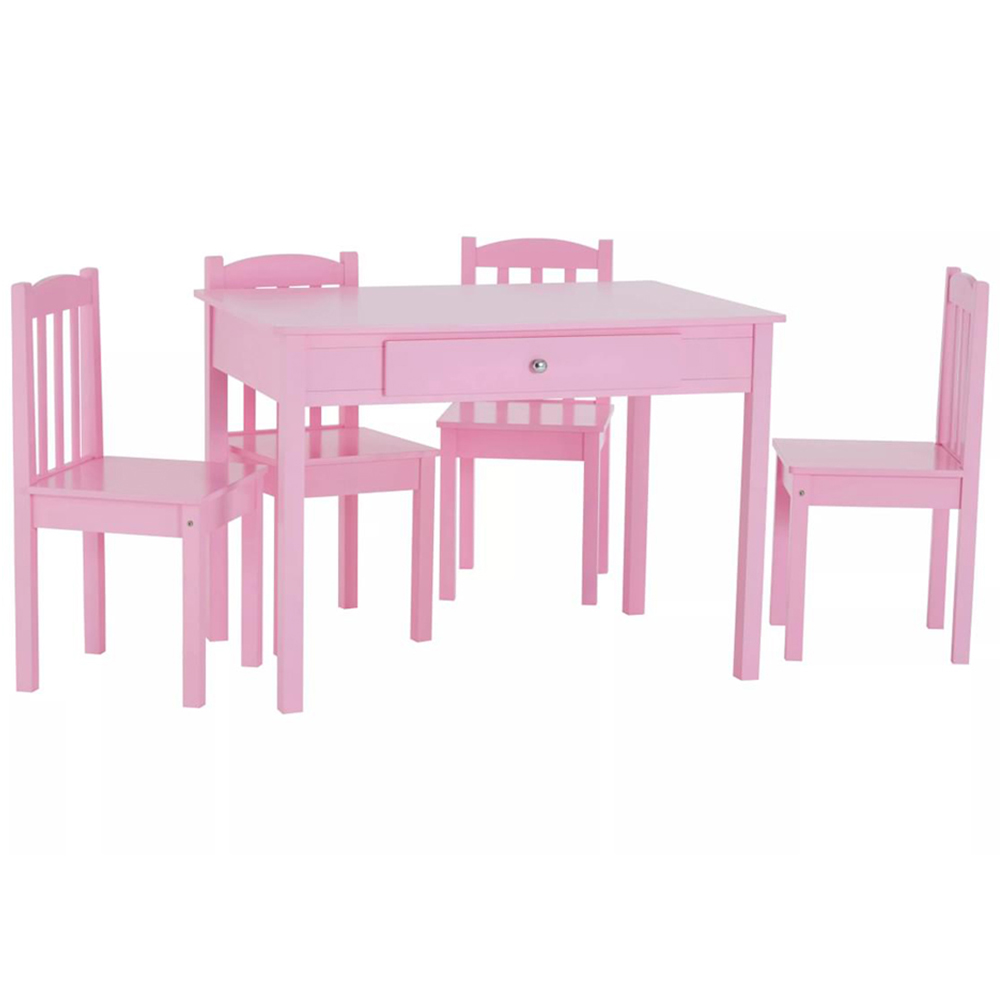Premier Housewares Kids 4 Seater Pink Table and Chair Set Image 2