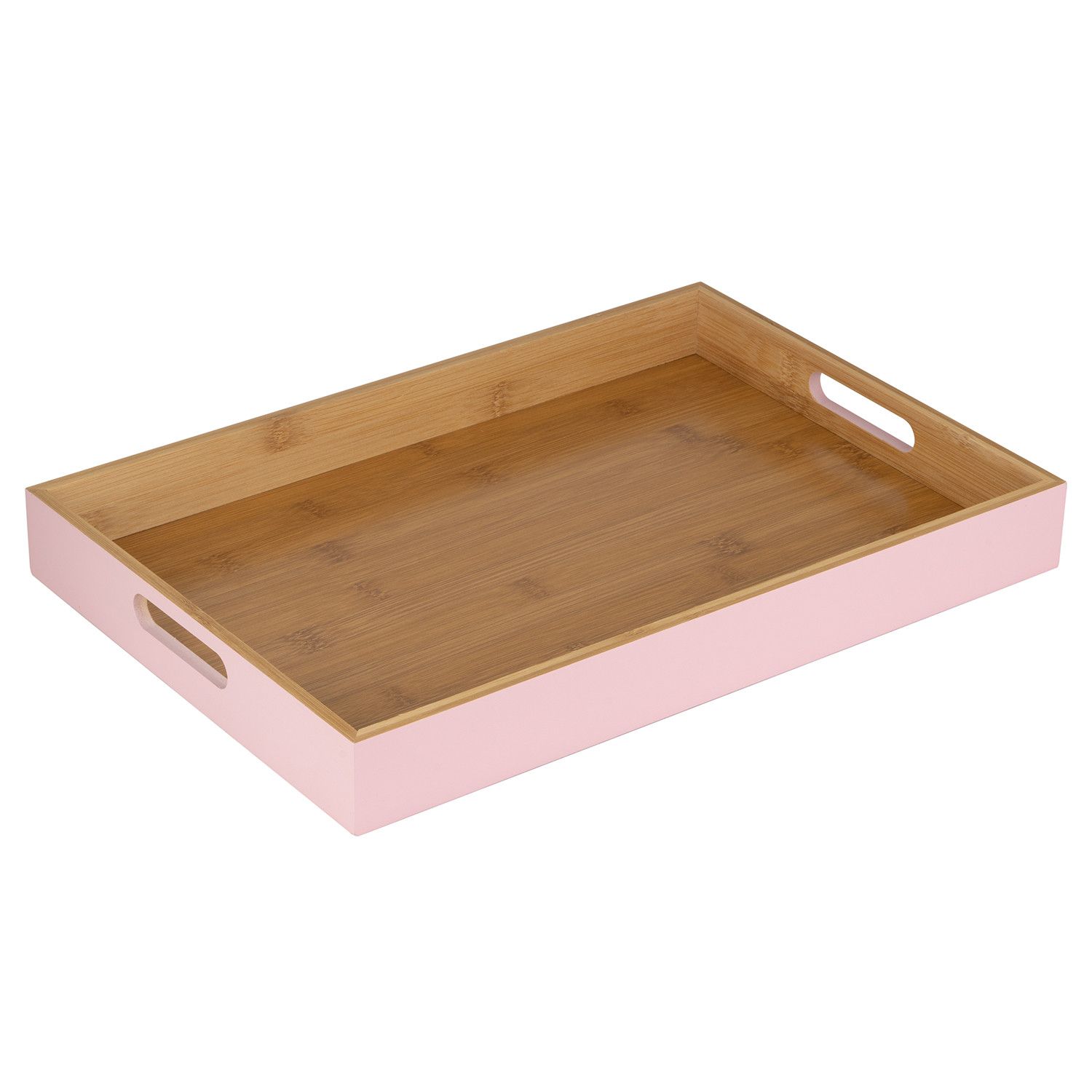 Single Large Colour Border Bamboo Tray in Assorted styles Image 1