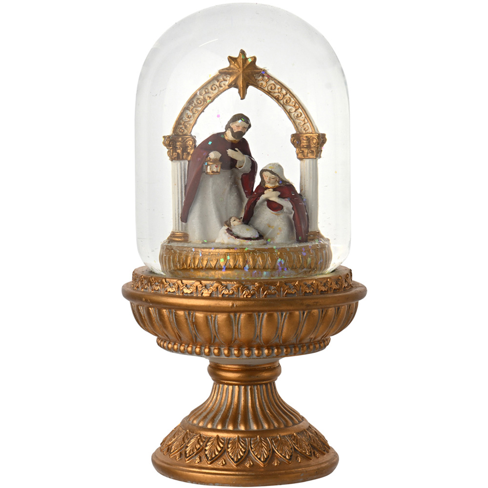 The Seasonal Gift Co Regal Tidings Nativity Cloche Snow Globe Christmas Decoration 17cm Image 2