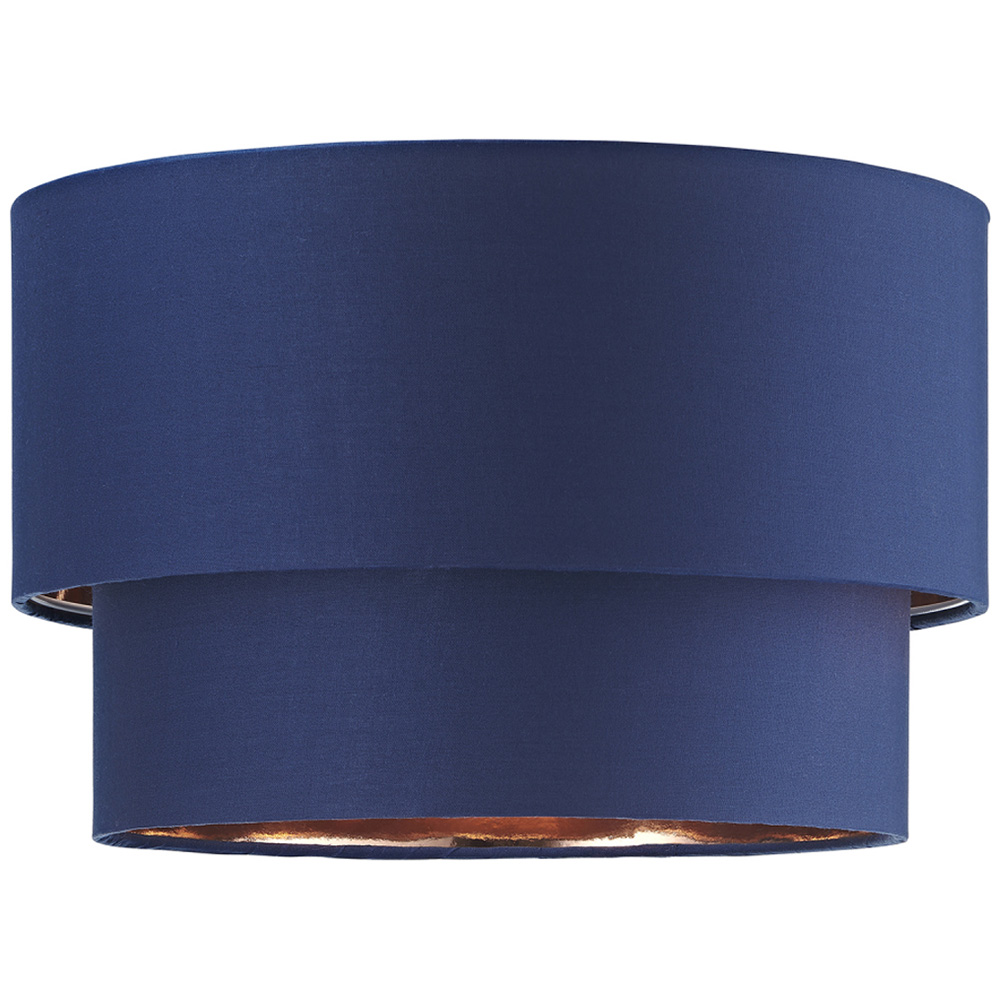 Happy Homewares Modern 2 Tier Midnight Blue Cotton Pendant Shade with Copper Inner Image 1