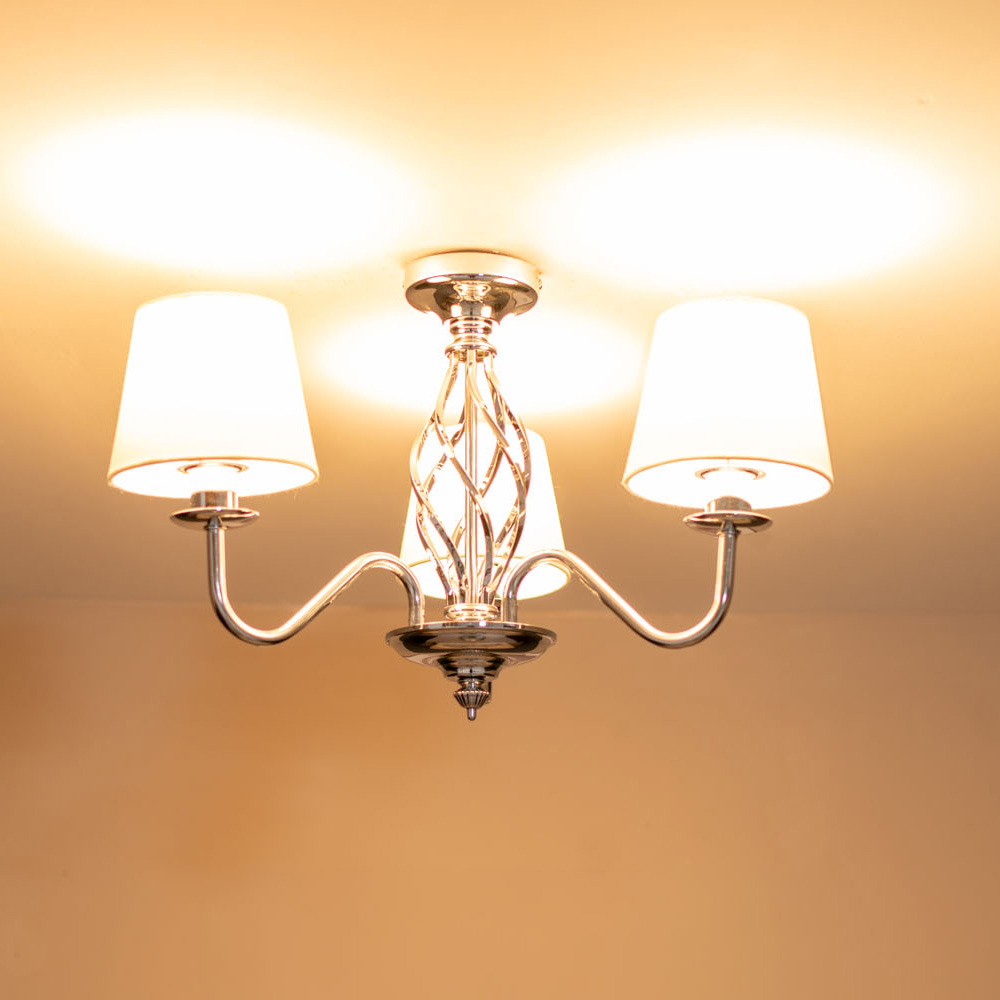 ValueLights Memphis Silver Chrome Barley Twist LED Ceiling Lamp Image 3