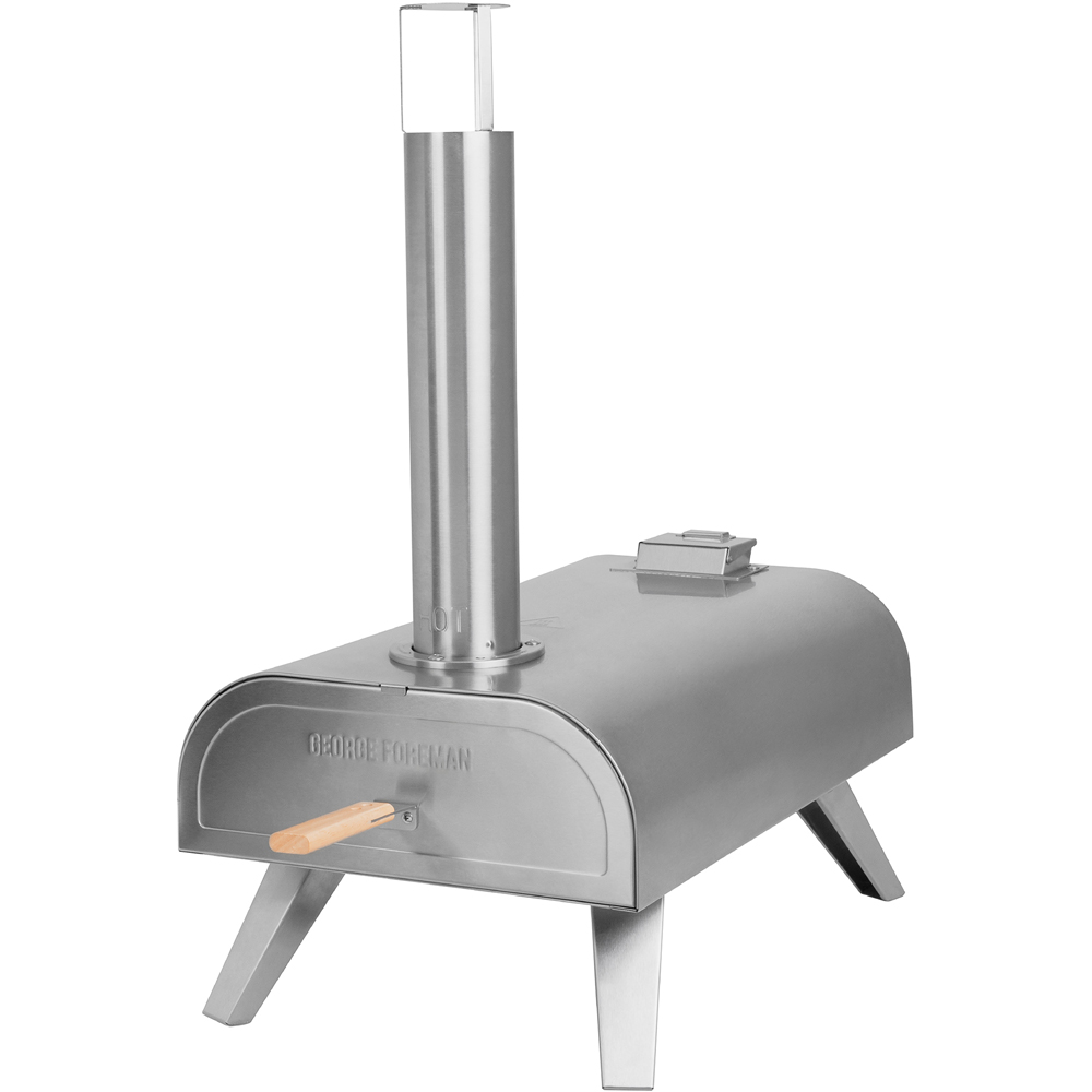 George Foreman Stainless Steel 12 inch Wood Pellet Outdoor Pizza Oven with Carry Bag and Paddle Image 2