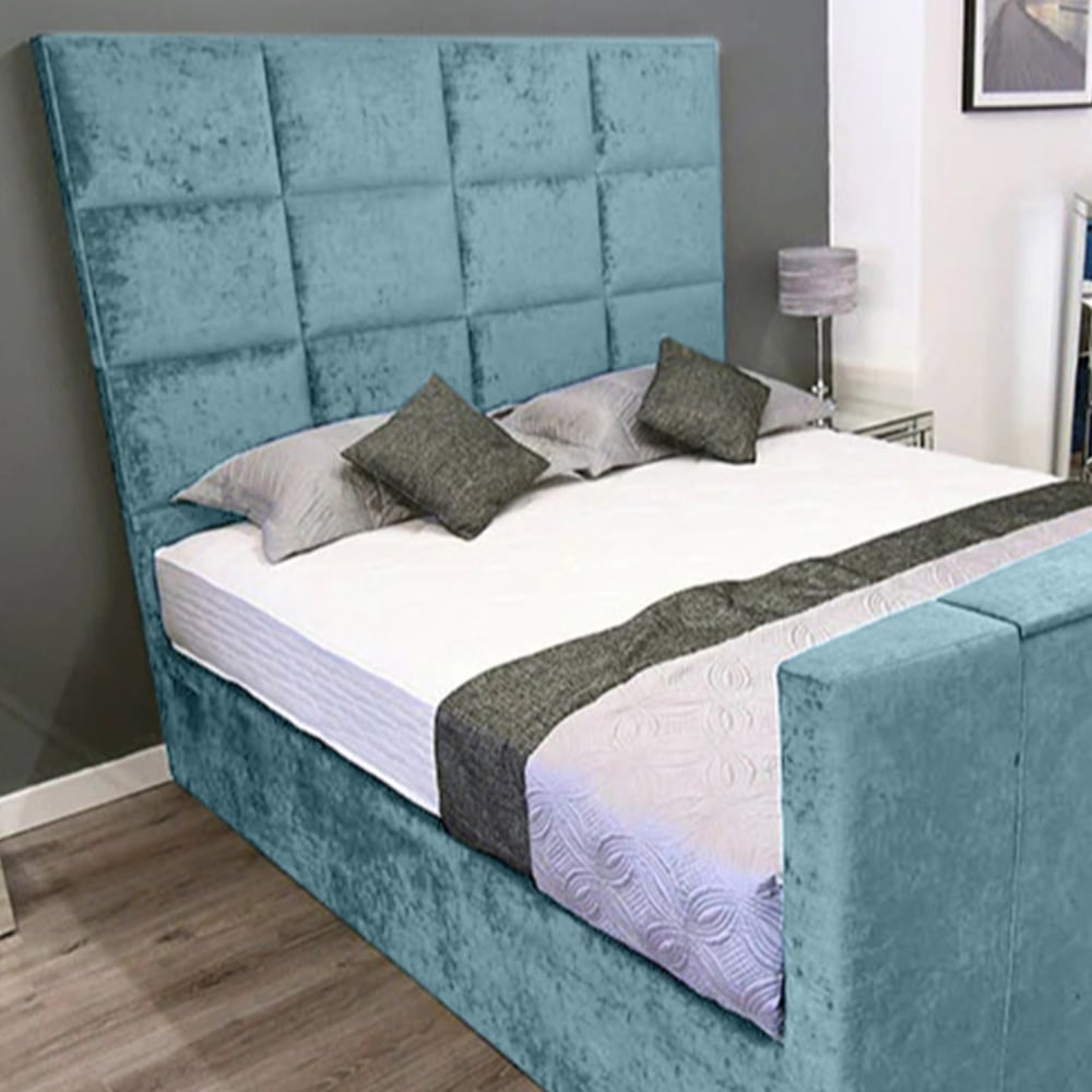Eleganza Home Lurvi Double Duck Egg Plush TV Bed Frame with Headboard and Footboard Image 2