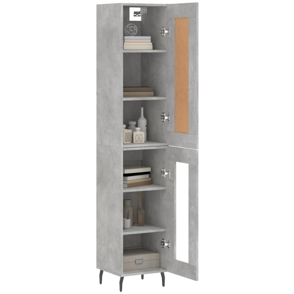 vidaXL Single Door Wood and Glass Concrete Grey Highboard Image 3