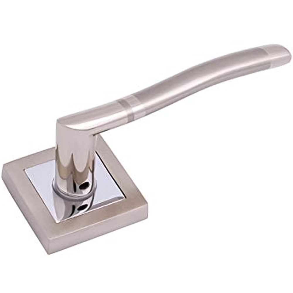 Golden Grace Square Rose in Duo Chrome Finish Select Lever Door Handle Set Image 1